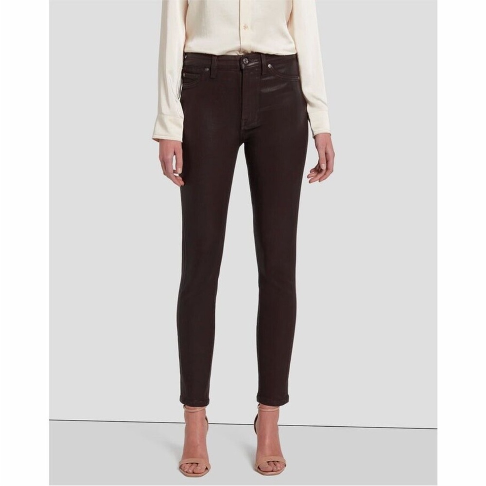 7 For All Mankind - The High Waist Ankle Skinny in Coated Moca